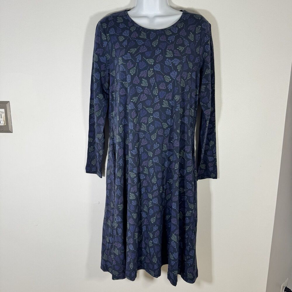 Gudrun Sjoden Floral Tunic Dress Organic Cotton Stretch Lagenlook Fall Medium